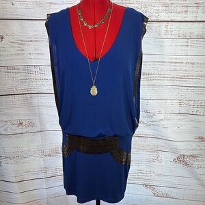 Bebe Royal Blue Dress with Black‎ Details size L